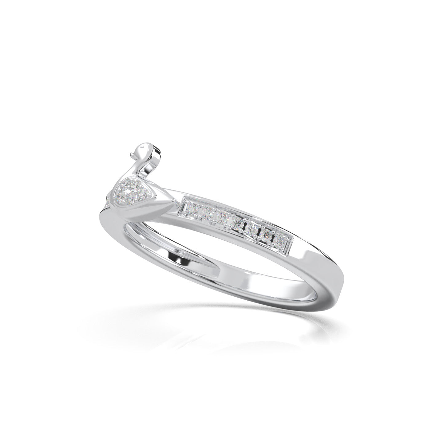 0.15 ct Moissanite Duck Fancy Promise Ring in 14k White Gold