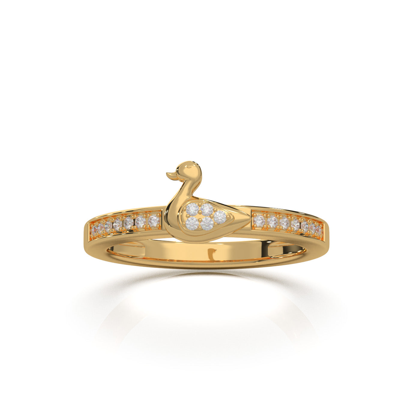 0.15 ct Lab Grown Diamond Duck Fancy Promise Ring in 14k Yellow Gold