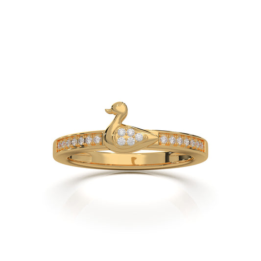 0.15 ct Natural Diamond Duck Fancy Promise Ring in 14k Yellow Gold