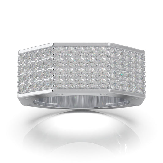 3.40 ct Natural Diamond Angled Mens Wedding Band in 14k White Gold