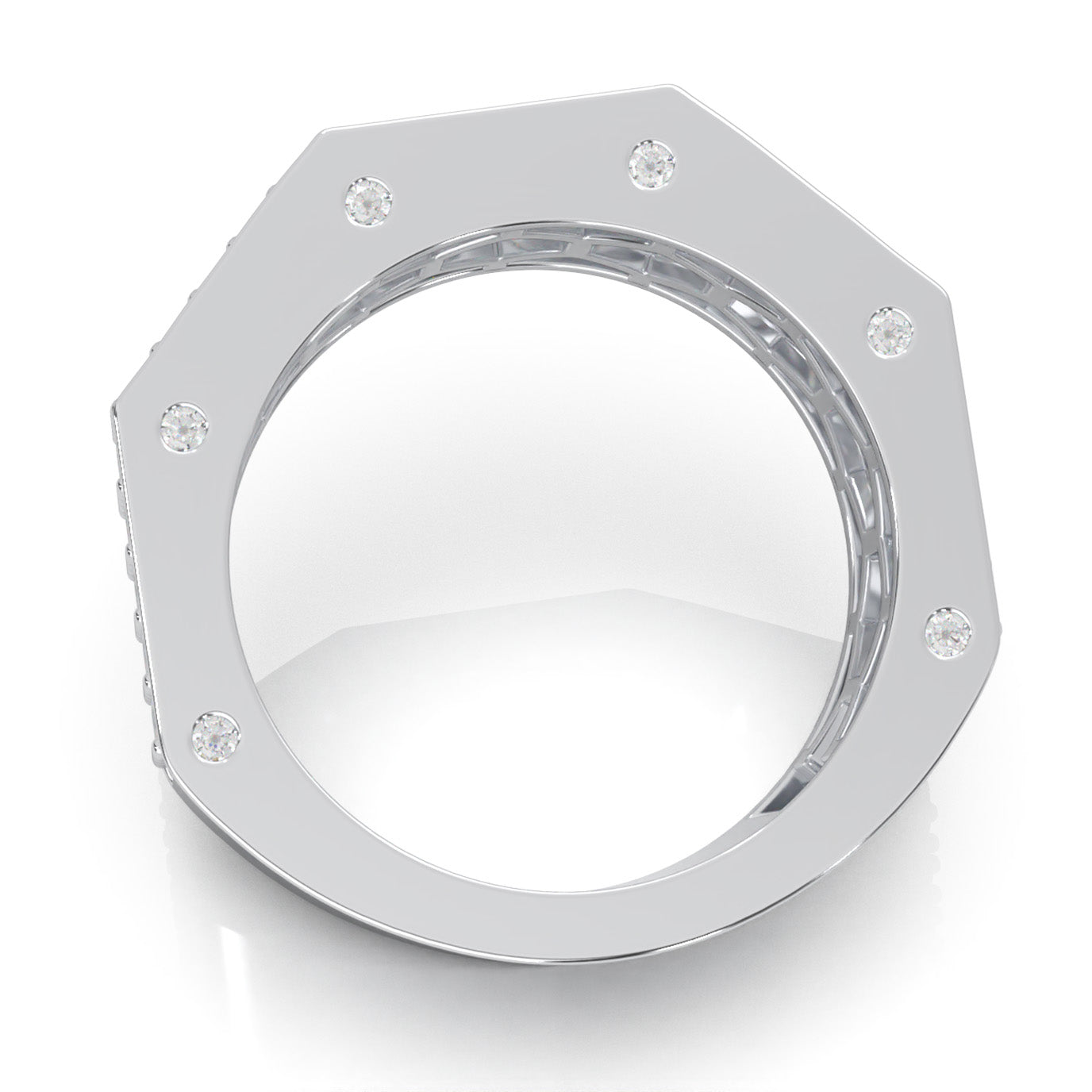 3.40 ct Lab Grown Diamond Angled Mens Wedding Band in 14k White Gold