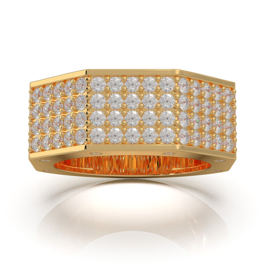 3.40 ct Natural Diamond Angled Mens Wedding Band in 14k Yellow Gold