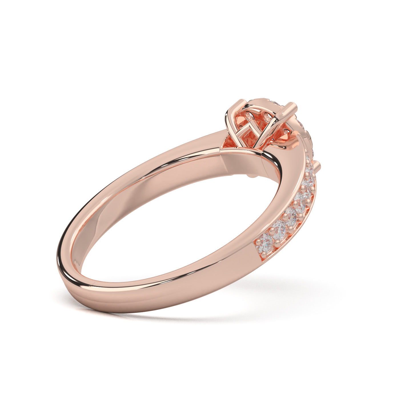 0.85 ct Moissanite Round Halo Engagement Ring in 10k Rose Gold