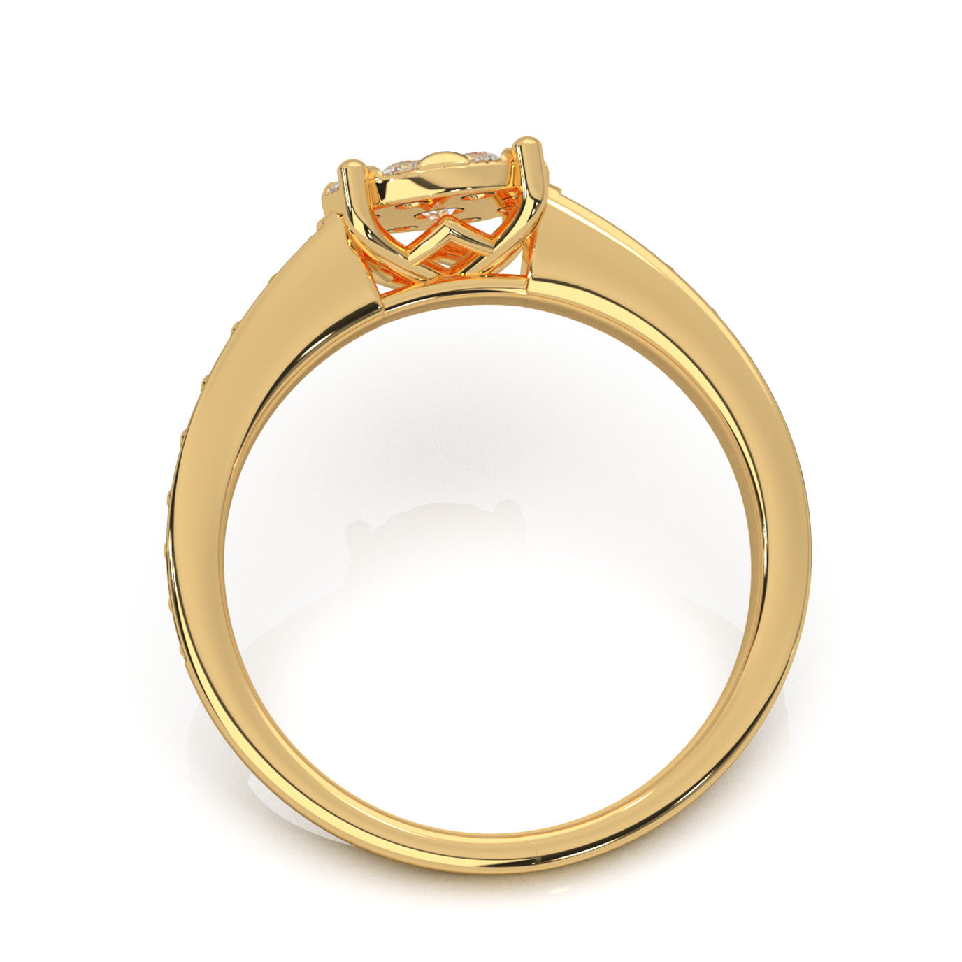 0.85 ct Moissanite Round Halo Engagement Ring in 10k Yellow Gold
