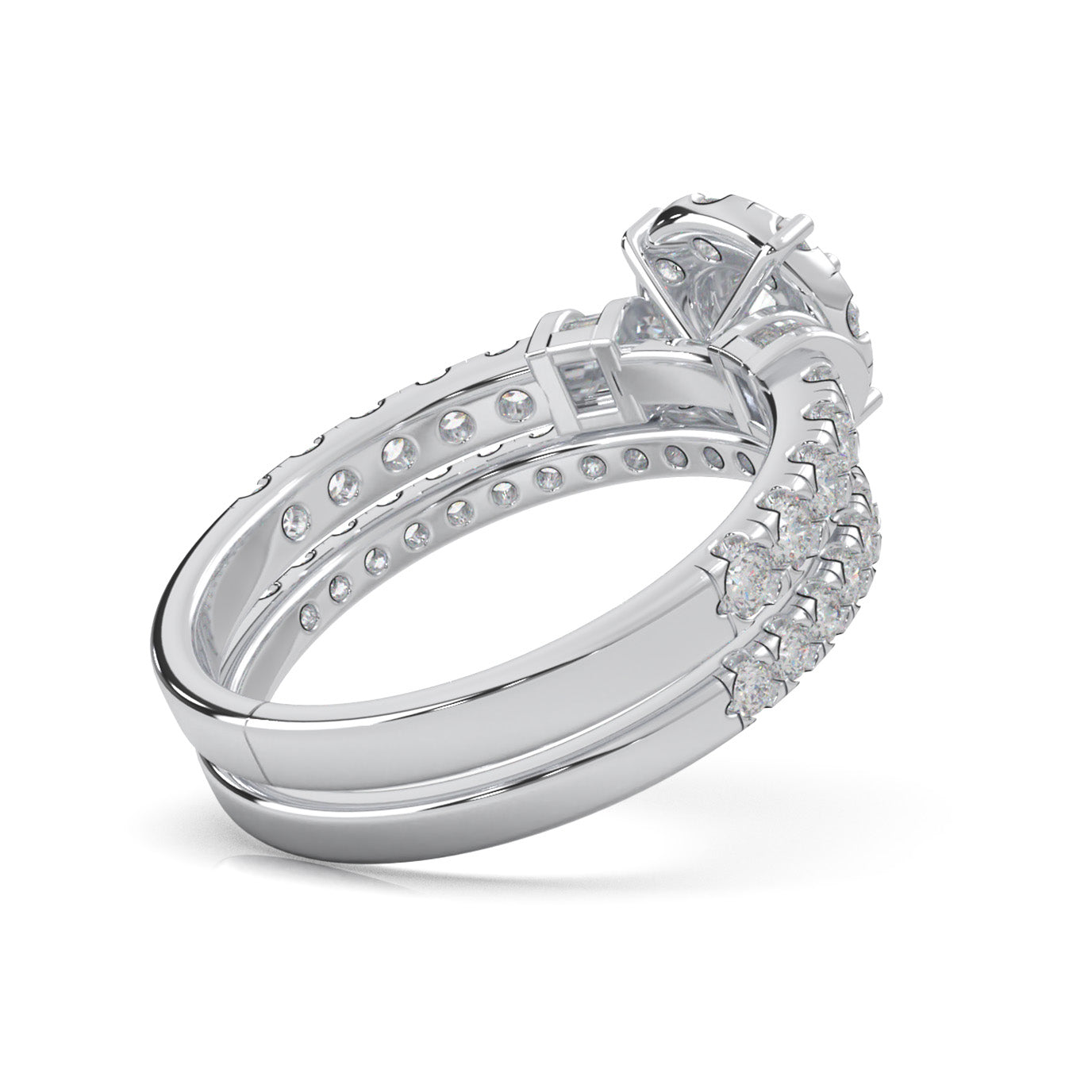 1.40 ct Moissanite Round Halo Baguette Accent Engagement Set in 10k White Gold