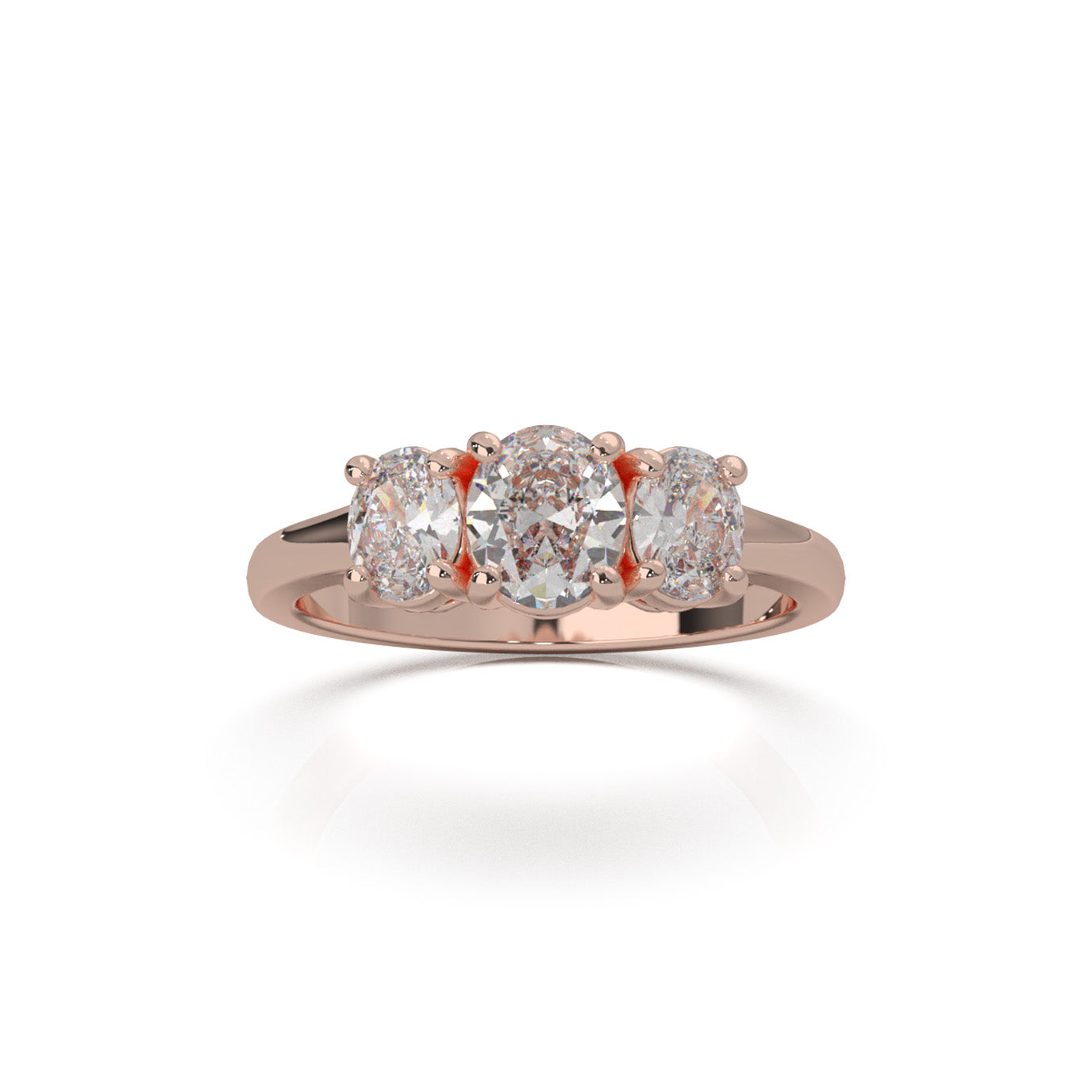 0.75 ct Natural Diamond 3Stone Rings in 14k Rose Gold