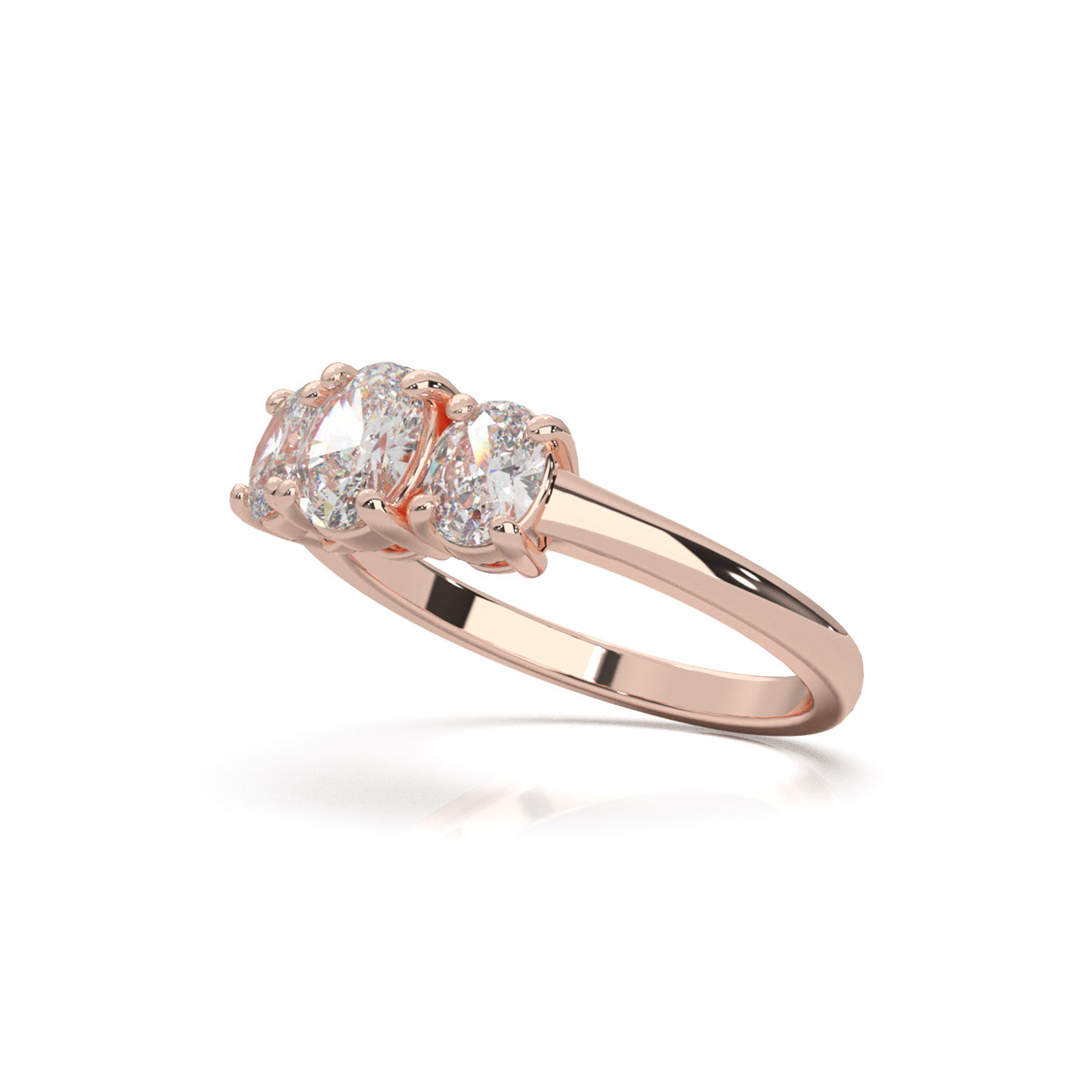 0.75 ct Natural Diamond 3Stone Rings in 14k Rose Gold