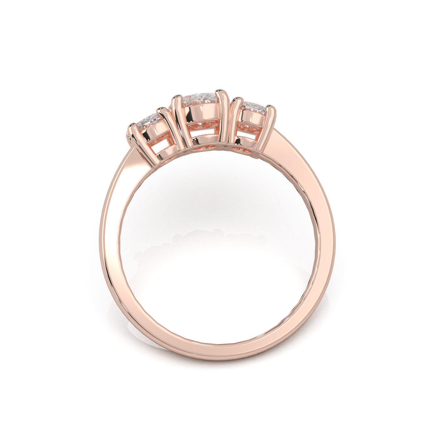0.75 ct Moissanite 3Stone Rings in 14k Rose Gold