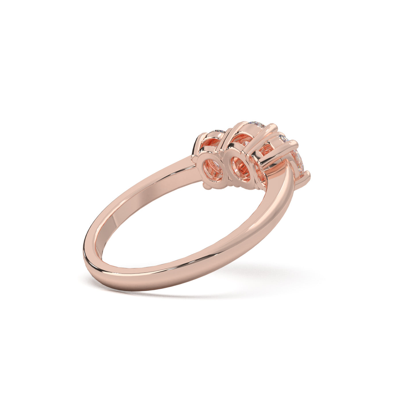 0.75 ct Natural Diamond 3Stone Rings in 14k Rose Gold