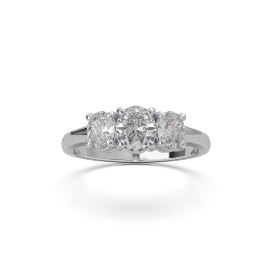 0.75 ct Moissanite 3Stone Rings in 14k White Gold