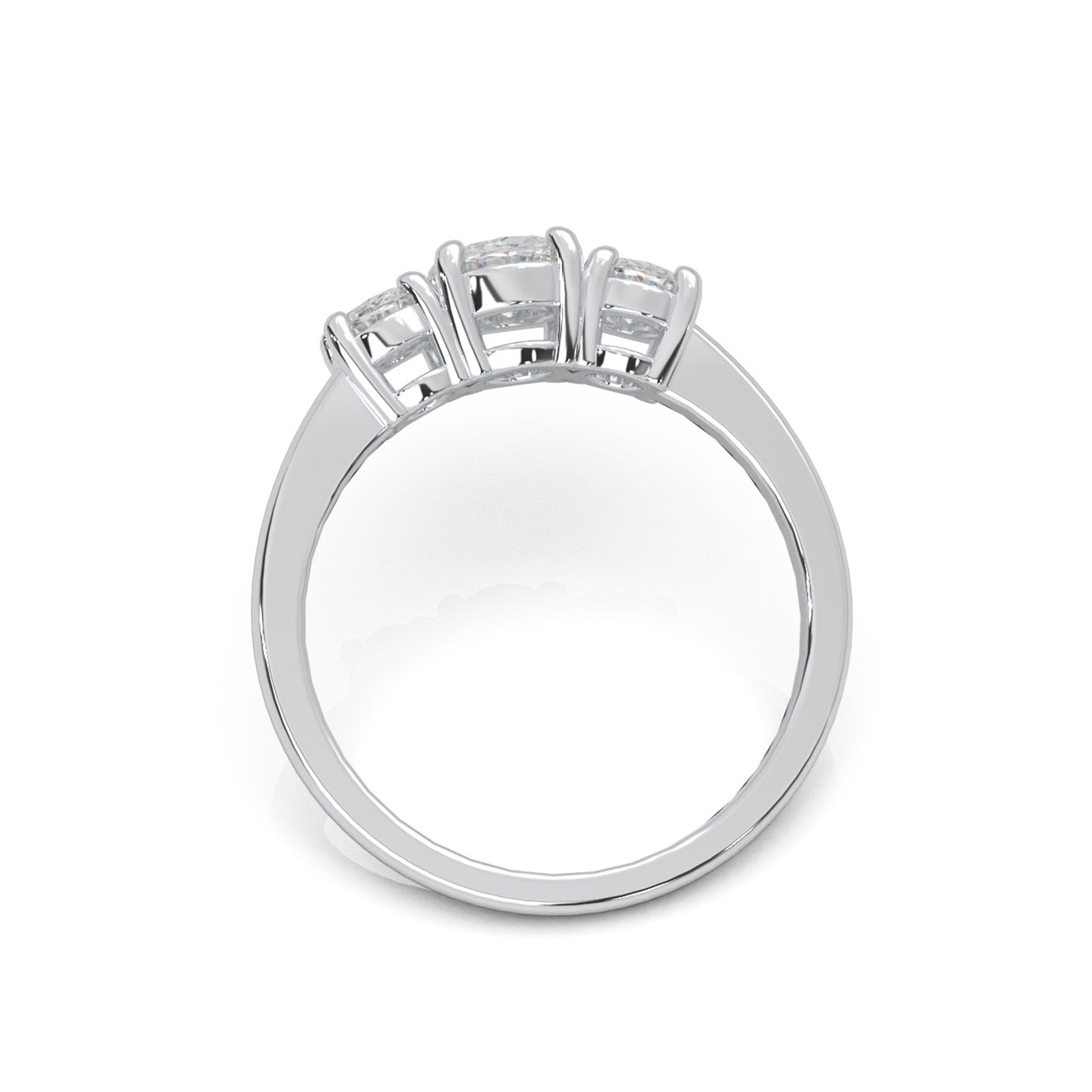 0.75 ct Moissanite 3Stone Rings in 10k White Gold