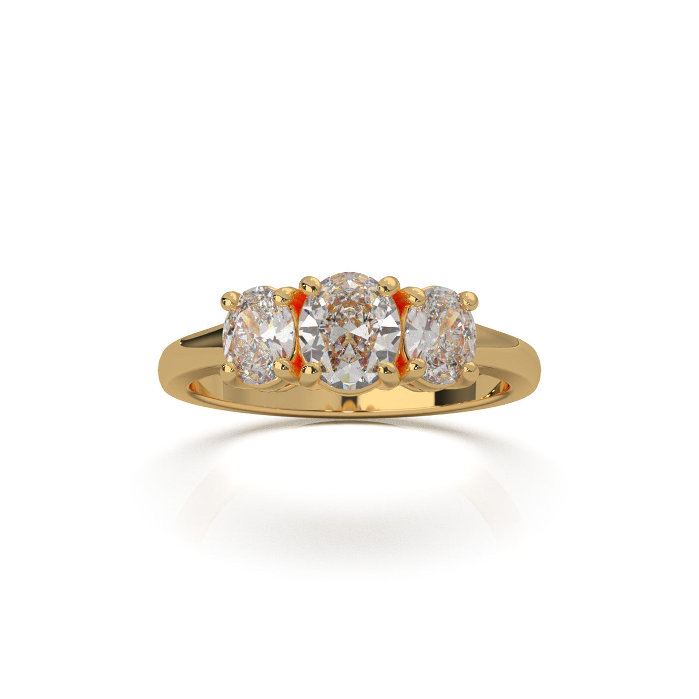 0.75 ct Moissanite 3Stone Rings in 14k Yellow Gold