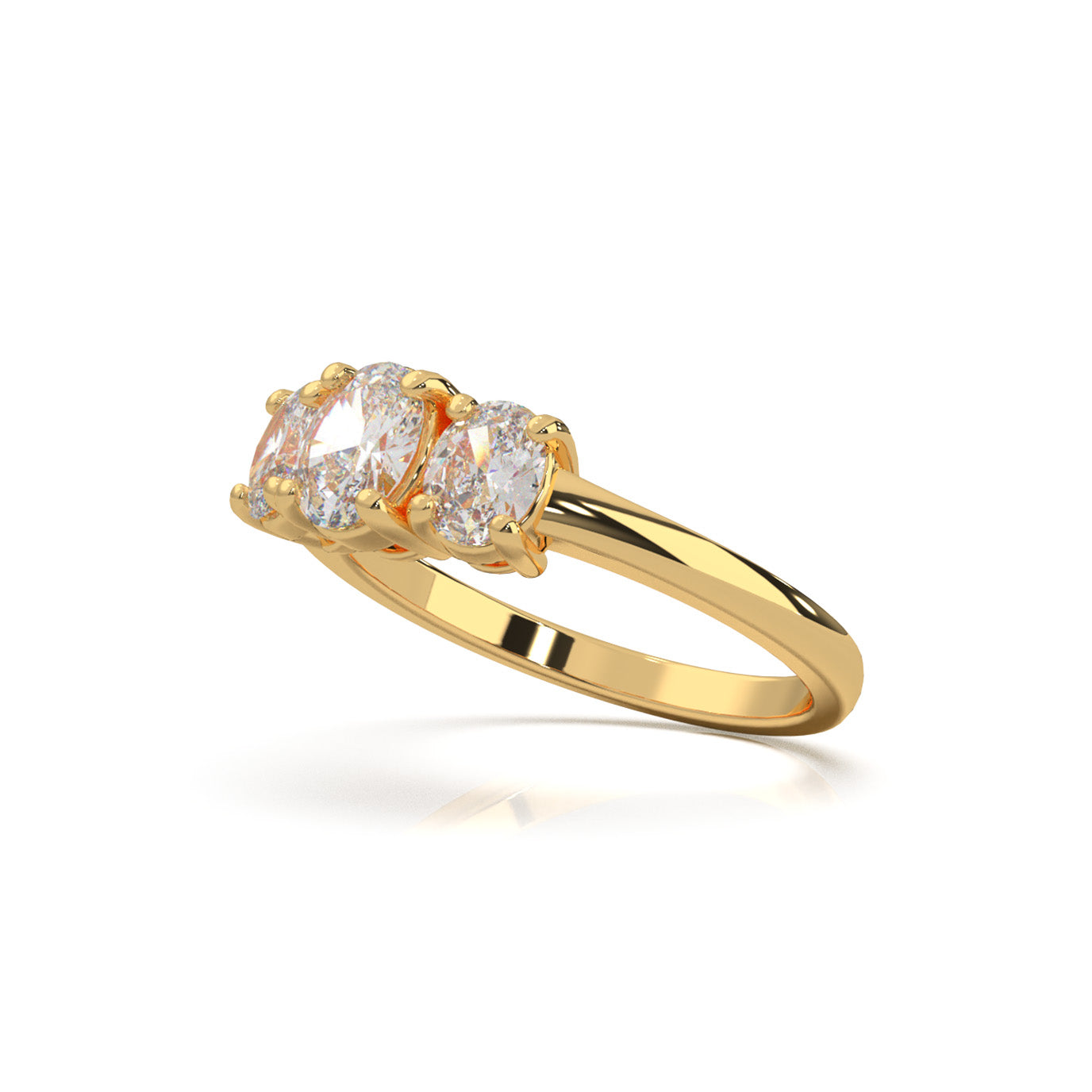 0.75 ct Moissanite 3Stone Rings in 14k Yellow Gold
