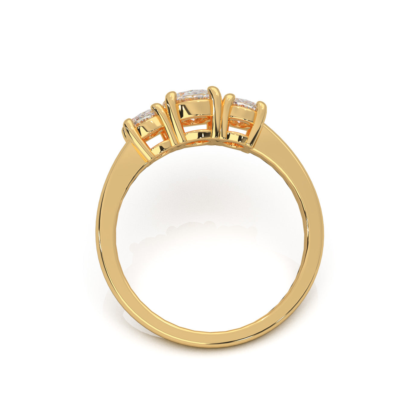 0.75 ct Moissanite 3Stone Rings in 14k Yellow Gold