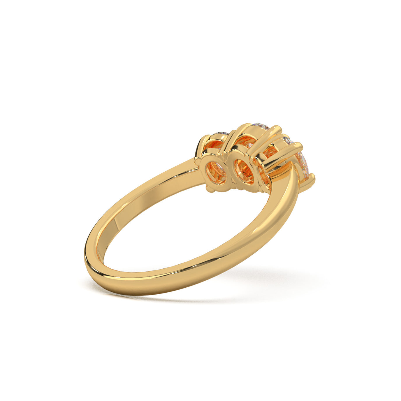 0.75 ct Moissanite 3Stone Rings in 14k Yellow Gold