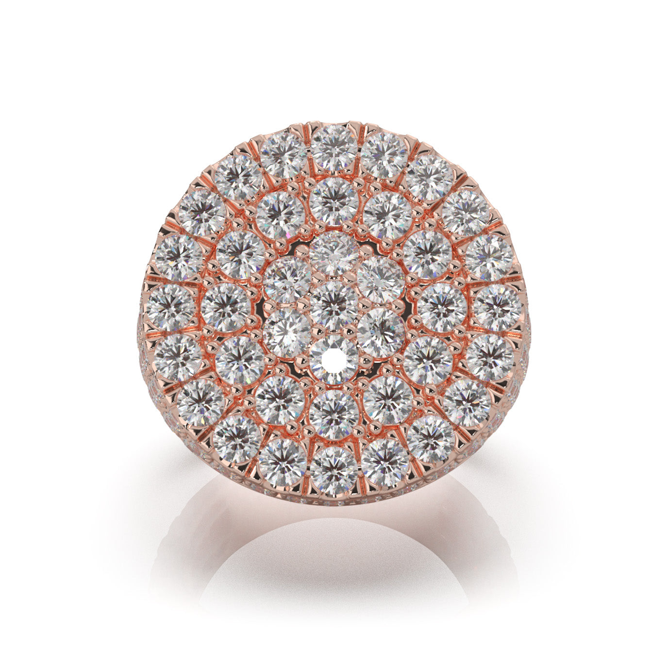 8.10 ct Moissanite Statement Mens Rings in 14k Rose Gold