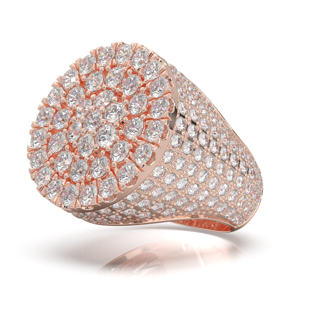8.10 ct Moissanite Statement Mens Rings in 10k Rose Gold