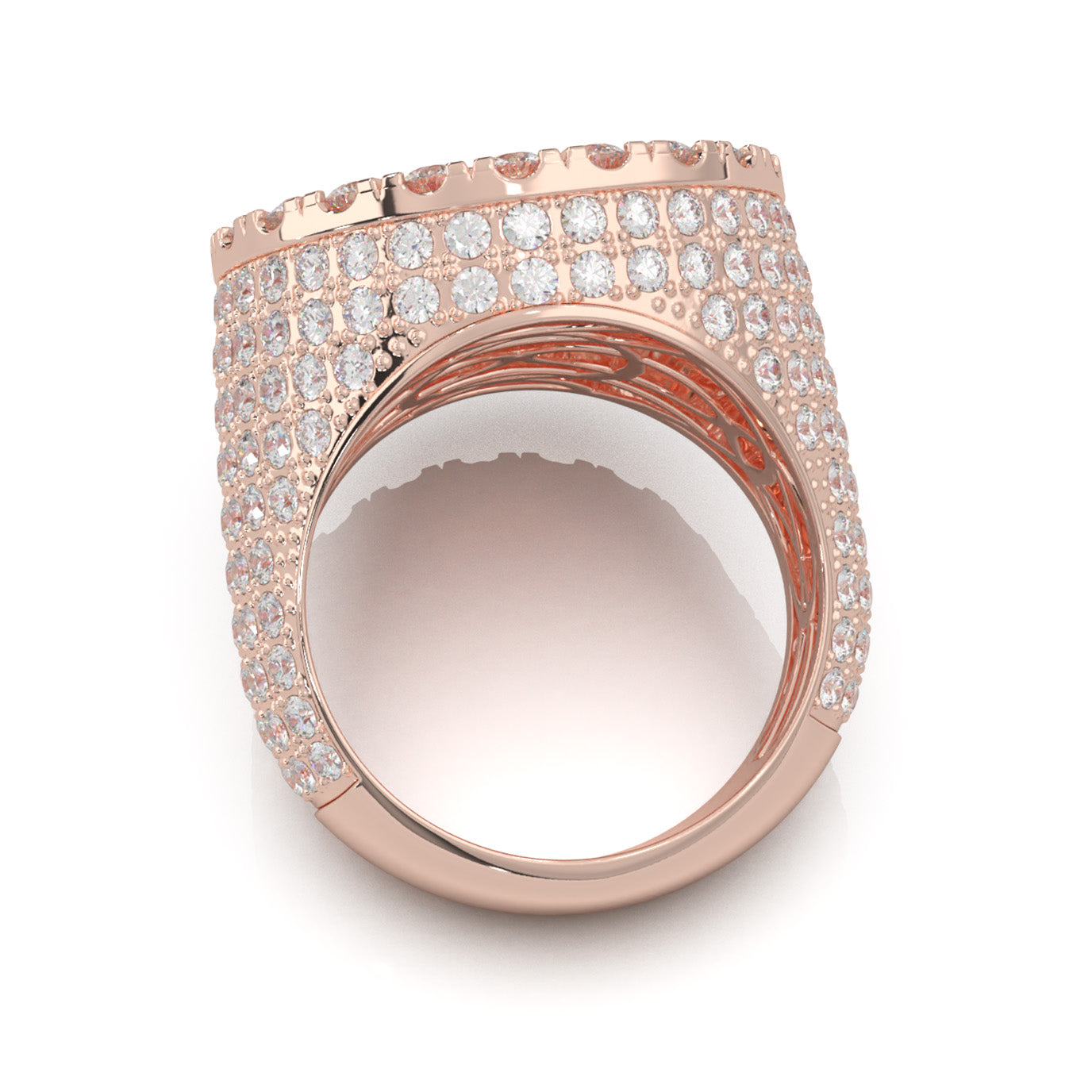 8.10 ct Lab Grown Diamond Statement Mens Rings in 14k Rose Gold