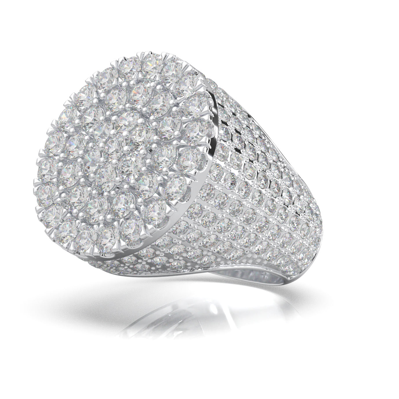 8.10 ct Natural Diamond Statement Mens Rings in 14k White Gold