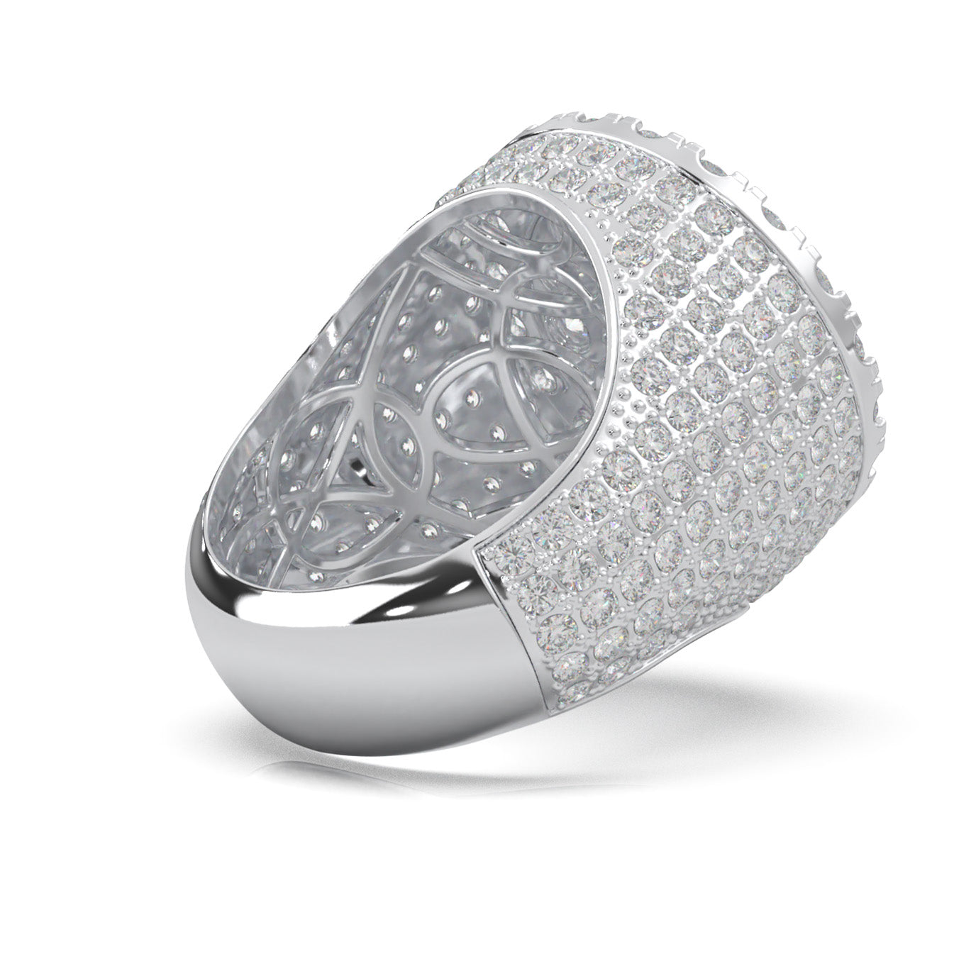 8.10 ct Moissanite Statement Mens Rings in 14k White Gold