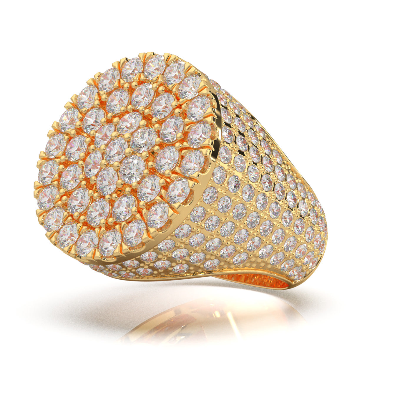 8.10 ct Lab Grown Diamond Statement Mens Rings in 14k Yellow Gold