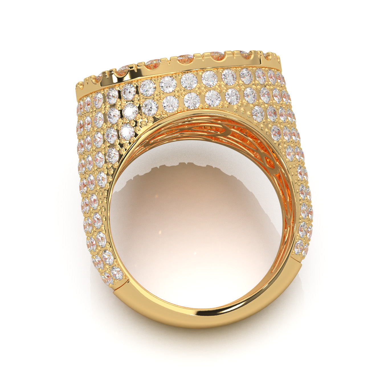 8.10 ct Moissanite Statement Mens Rings in 14k Yellow Gold