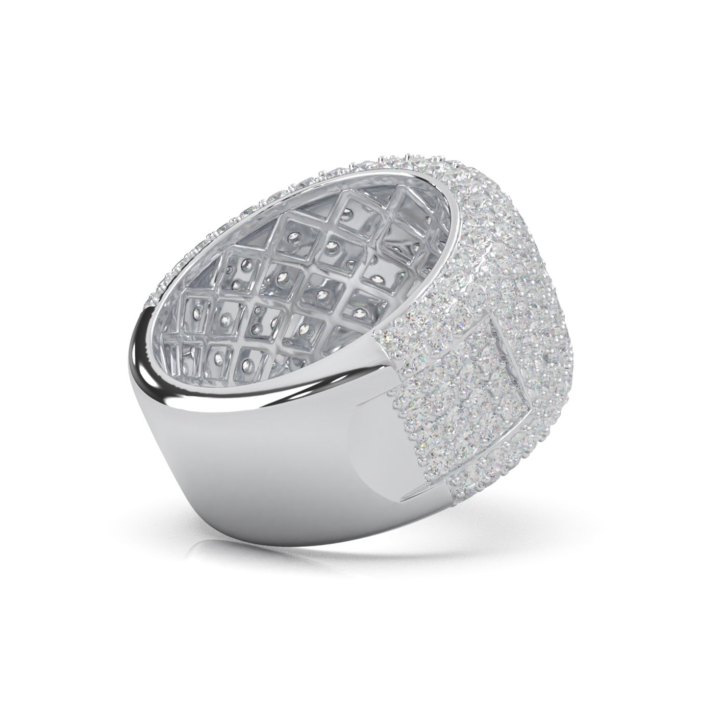 5.90 ct Moissanite Mens Rings in 14k White Gold