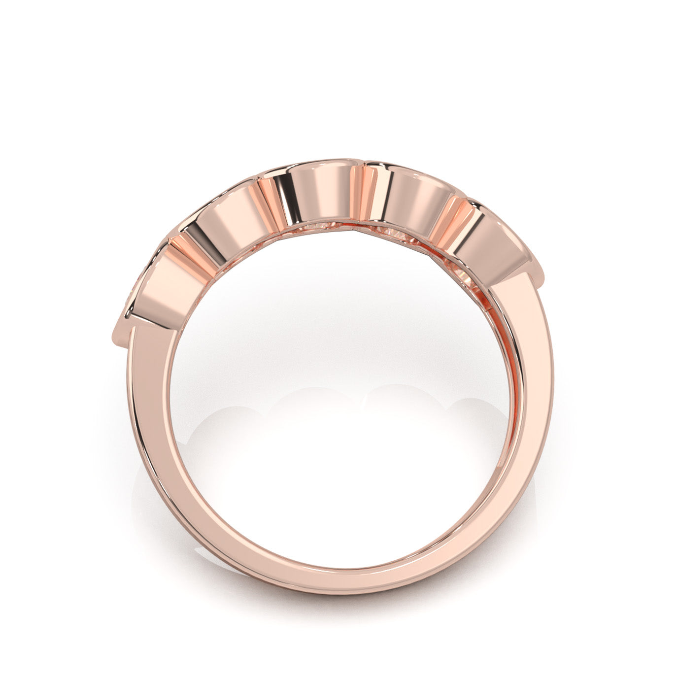 1.40 ct Moissanite Round Cut Bezel Wedding Band in 10k Rose Gold