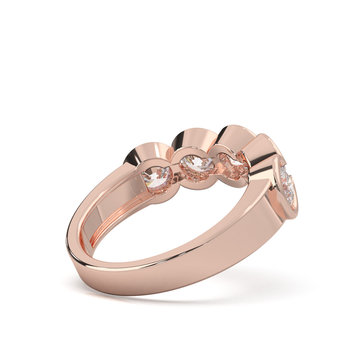 1.40 ct Moissanite Round Cut Bezel Wedding Band in 14k Rose Gold