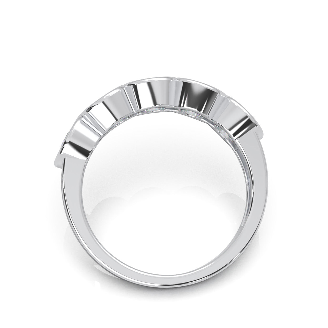 1.40 ct Natural Diamond Round Cut Bezel Wedding Band in 10k White Gold