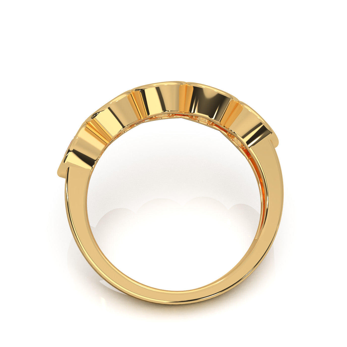 1.40 ct Natural Diamond Round Cut Bezel Wedding Band in 10k Yellow Gold