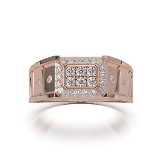 0.66 ct Moissanite Mens Rings in 14k Rose Gold