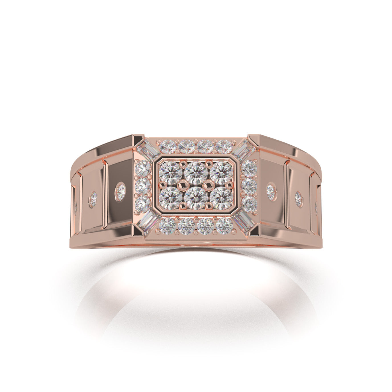 0.66 ct Natural Diamond Mens Rings in 10k Rose Gold
