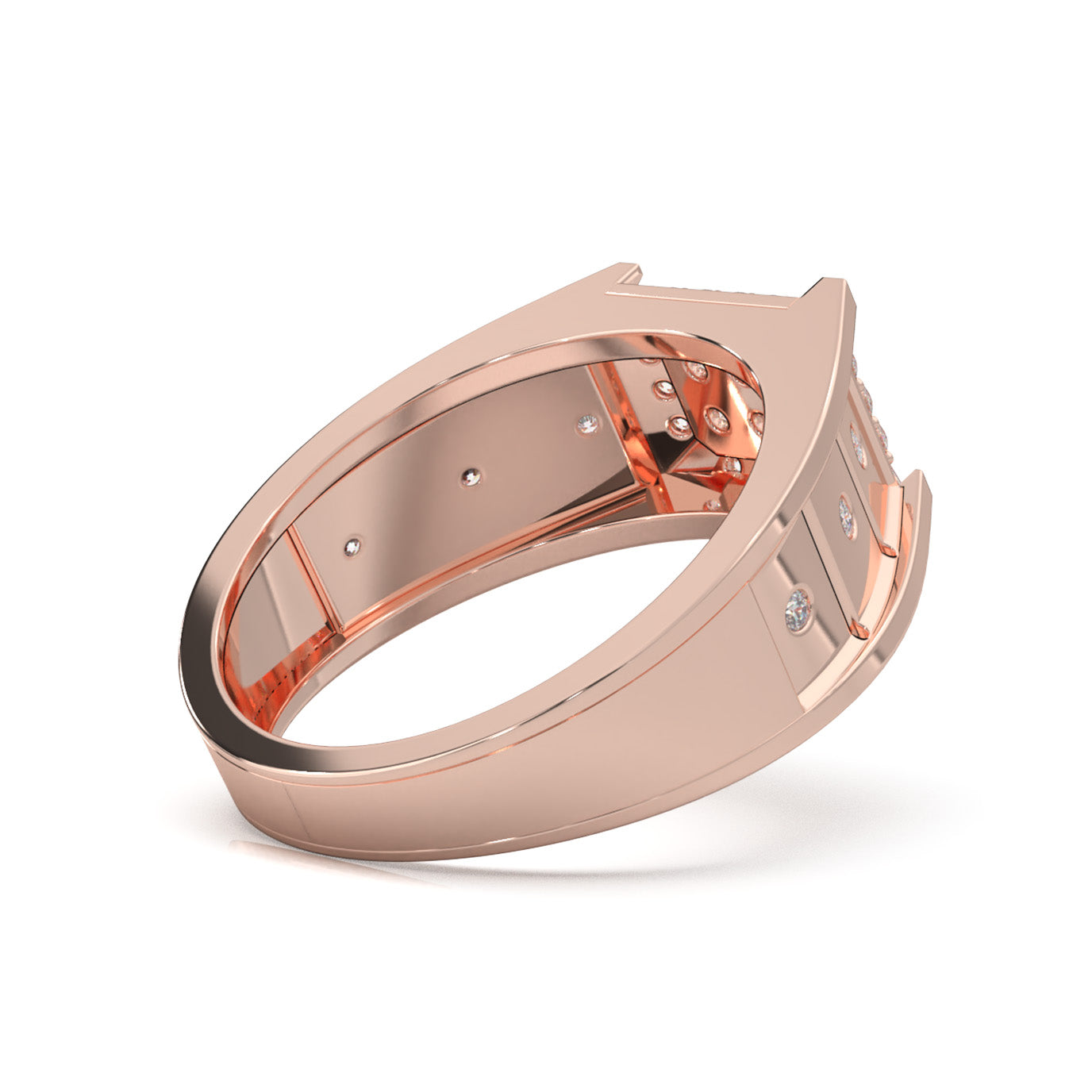 0.66 ct Moissanite Mens Rings in 14k Rose Gold