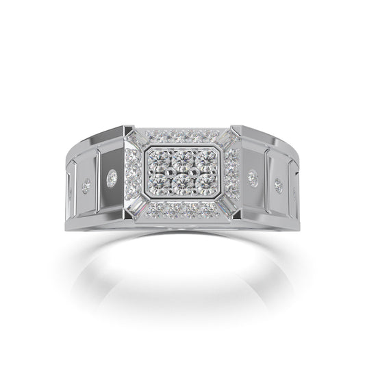 0.66 ct Natural Diamond Mens Rings in 14k White Gold