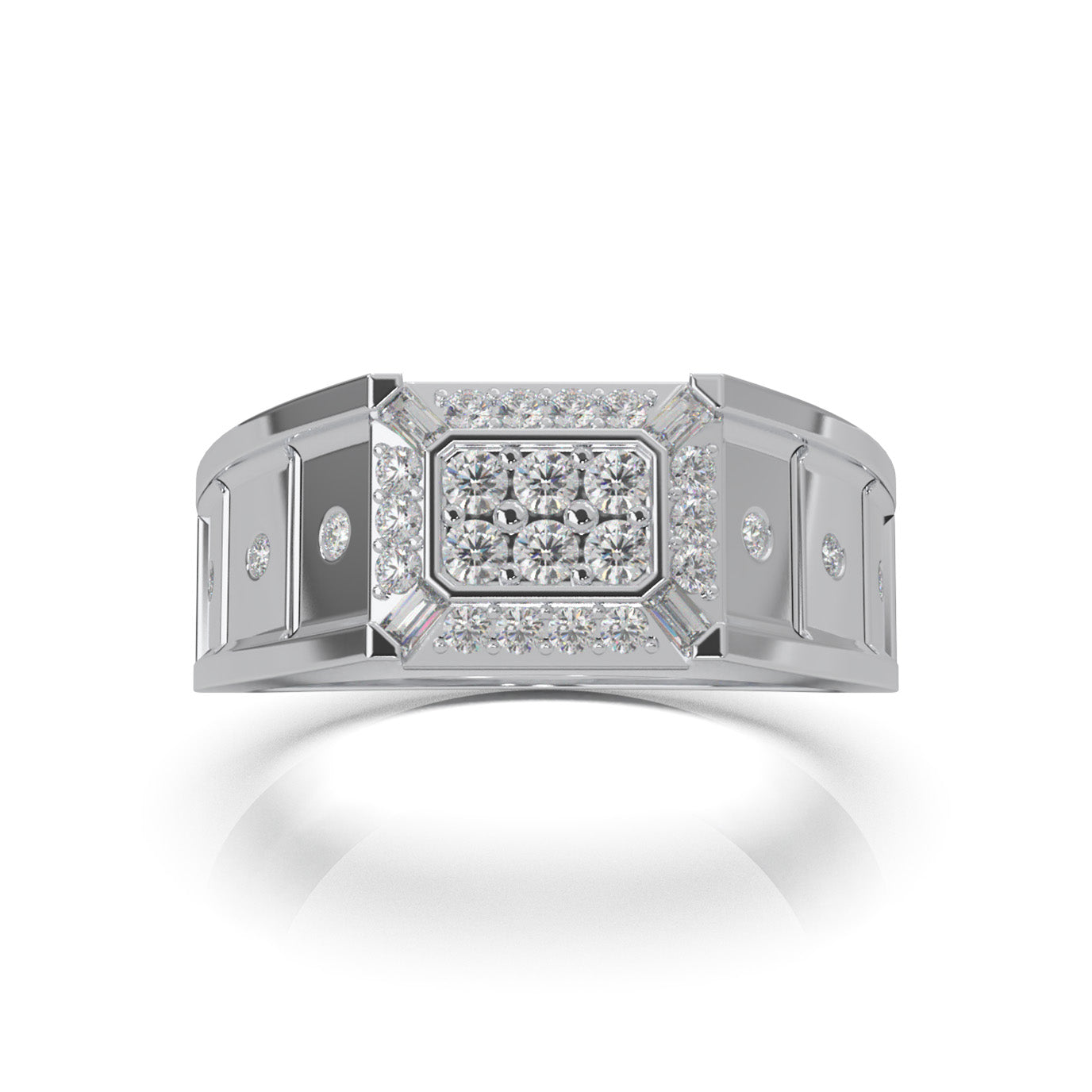 0.66 ct Moissanite Mens Rings in 14k White Gold
