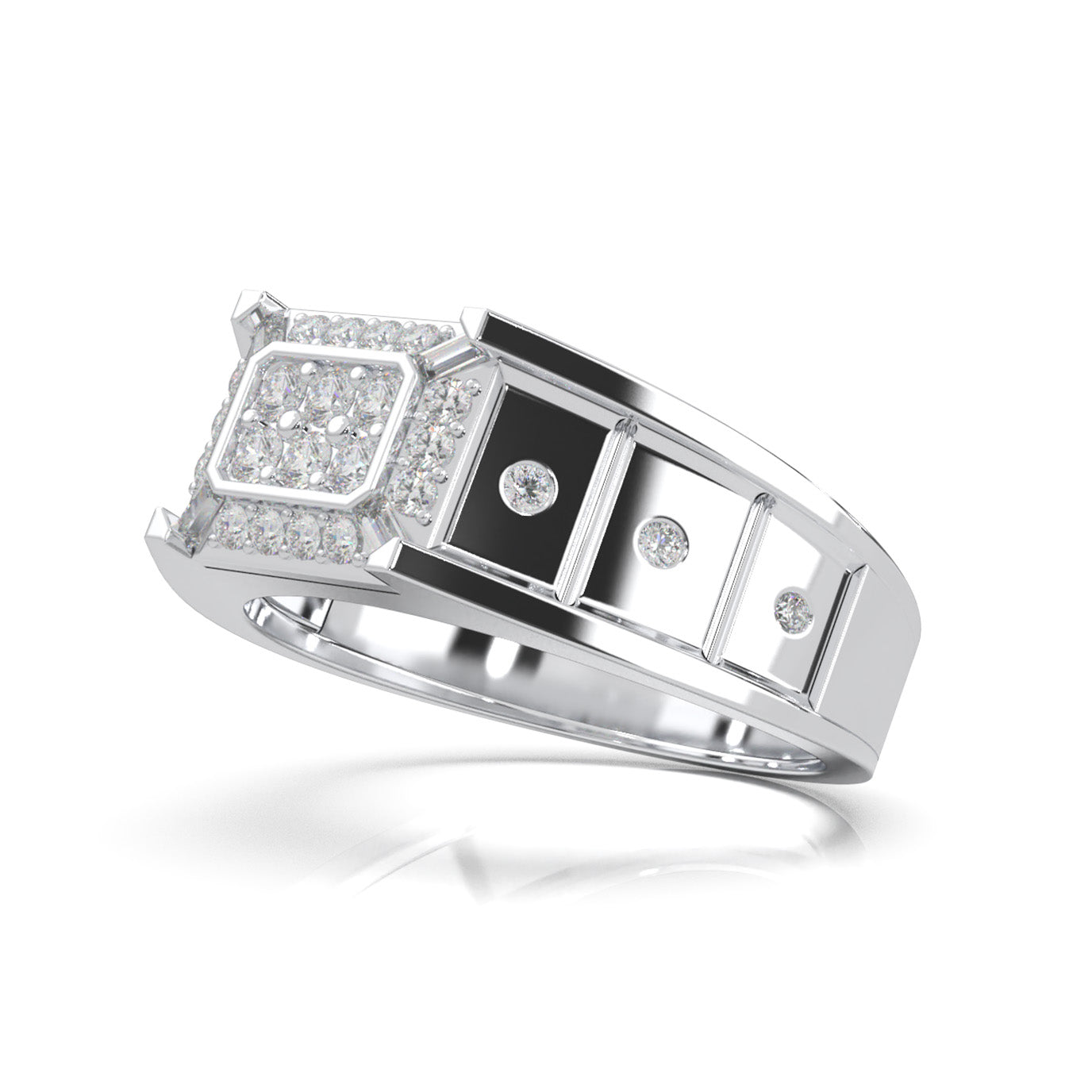0.66 ct Moissanite Mens Rings in 10k White Gold