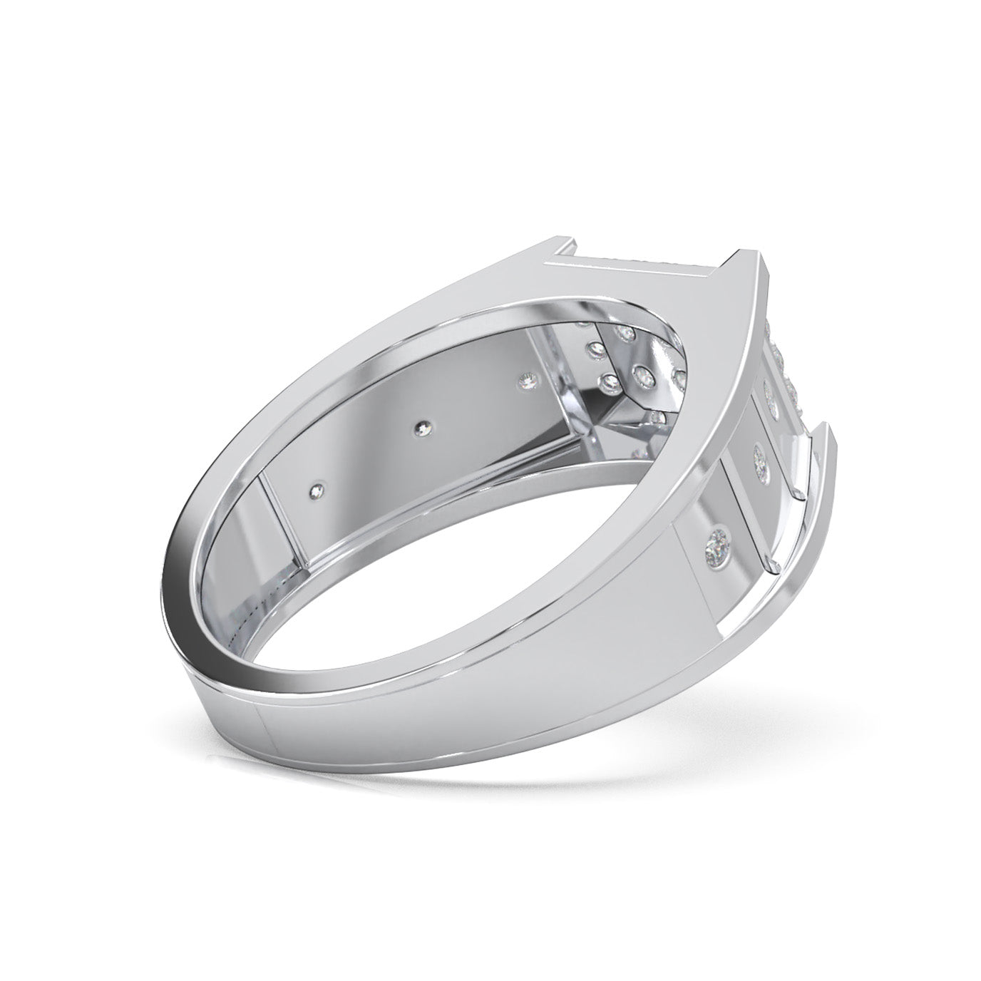 0.66 ct Moissanite Mens Rings in 14k White Gold