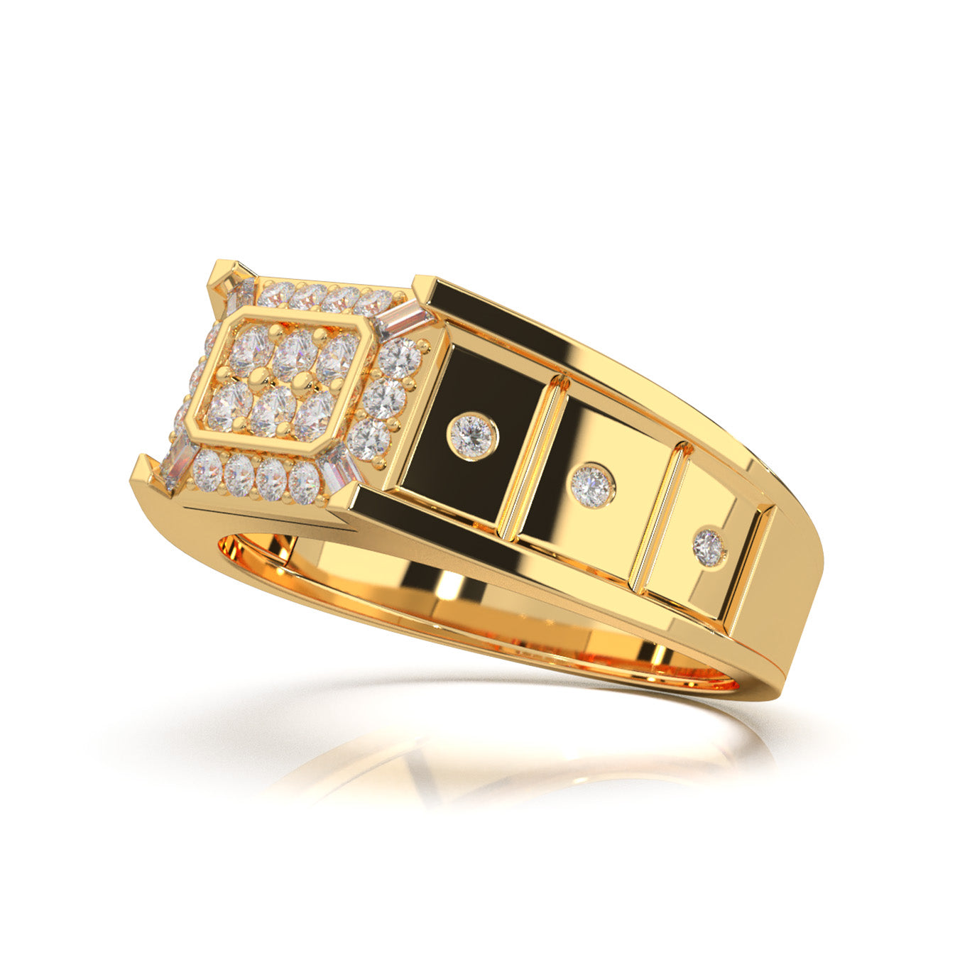 0.66 ct Natural Diamond Mens Rings in 14k Yellow Gold