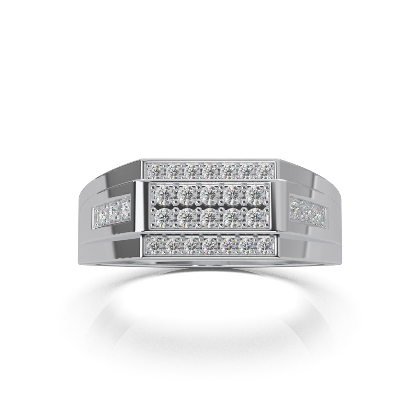 0.50 ct Moissanite Mens Rings in 10k White Gold