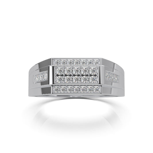 0.50 ct Moissanite Mens Rings in 10k White Gold