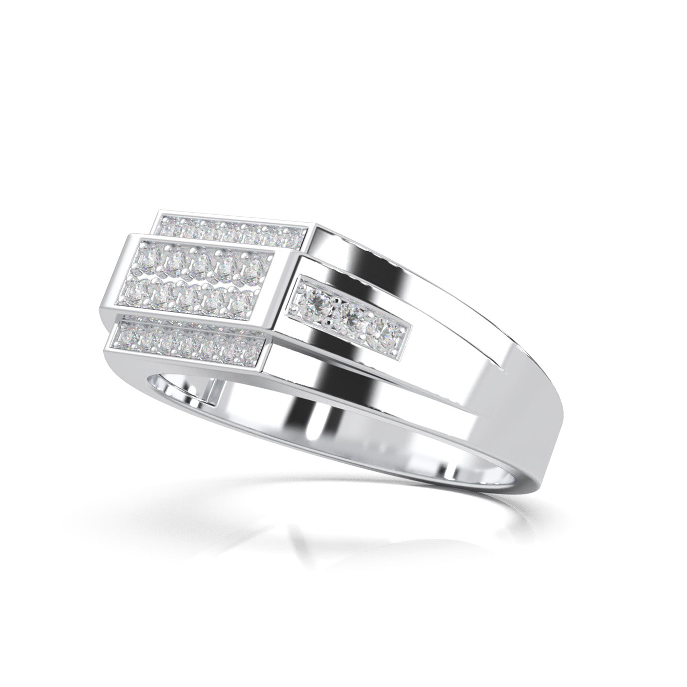 0.50 ct Moissanite Mens Rings in 10k White Gold