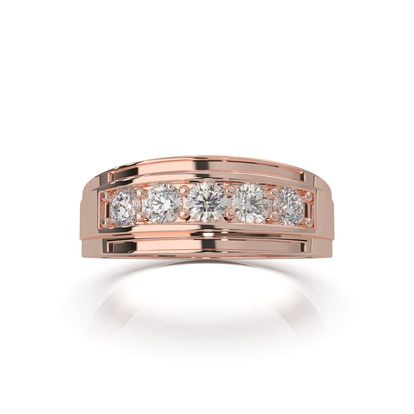 1.00 ct Natural Diamond Wedding Bands in 10k Rose Gold