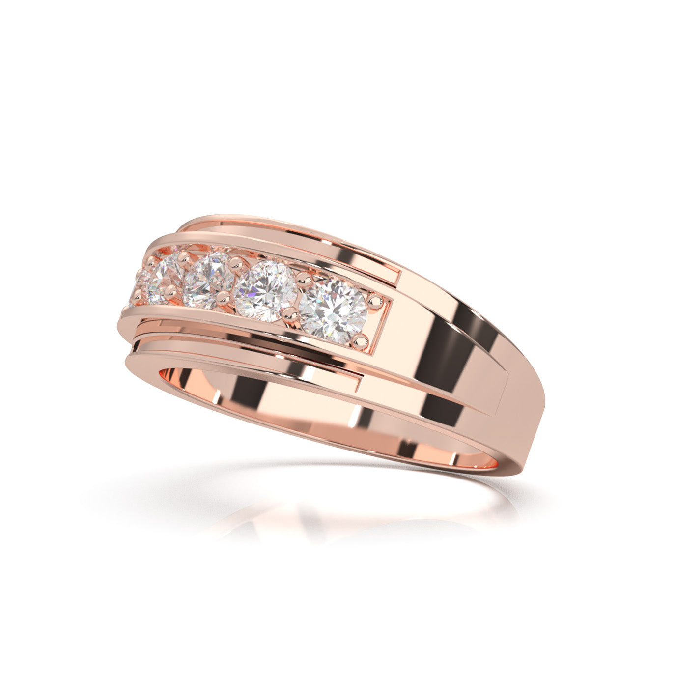 1.00 ct Natural Diamond Wedding Bands in 10k Rose Gold