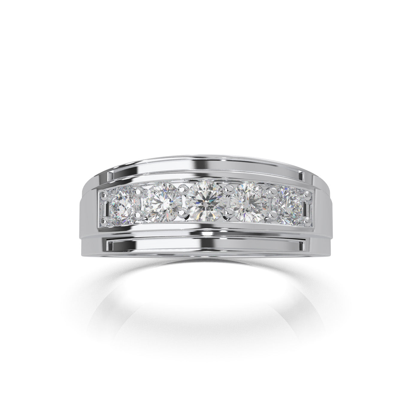 1.00 ct Natural Diamond Wedding Bands in 14k White Gold