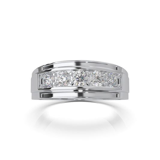 1.00 ct Natural Diamond Wedding Bands in 10k White Gold