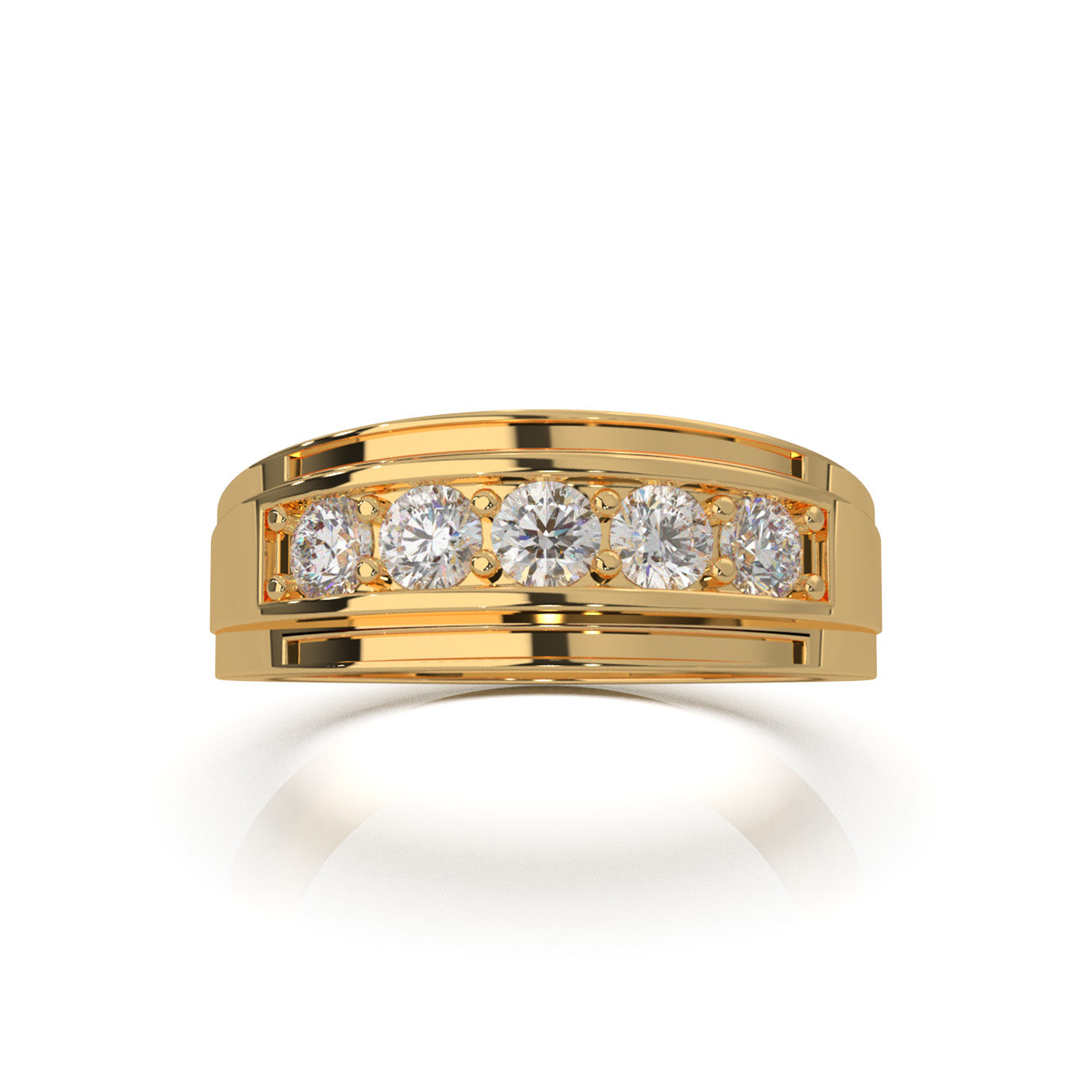 1.00 ct Moissanite Wedding Bands in 10k Yellow Gold
