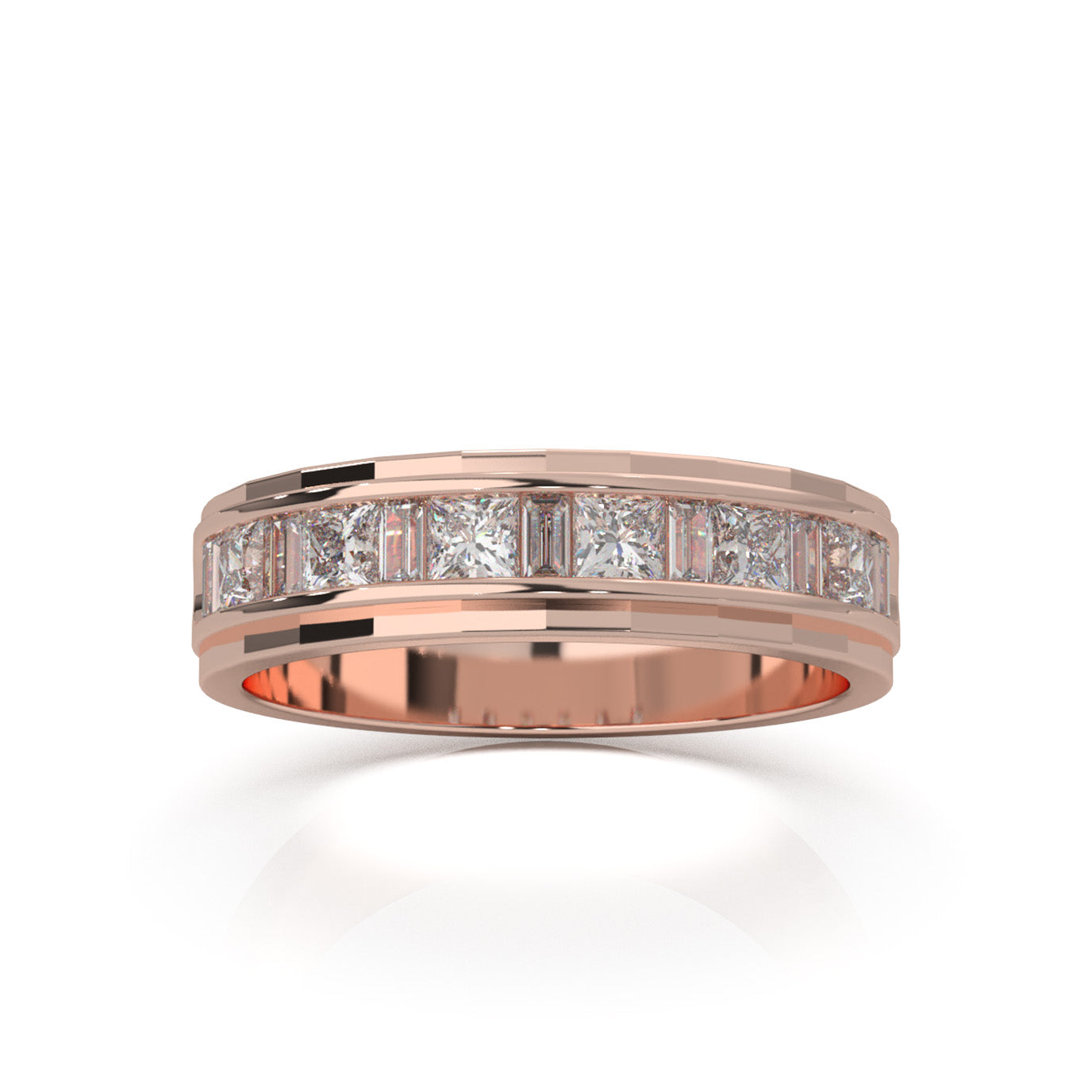 0.80 ct Moissanite Wedding Bands in 14k Rose Gold