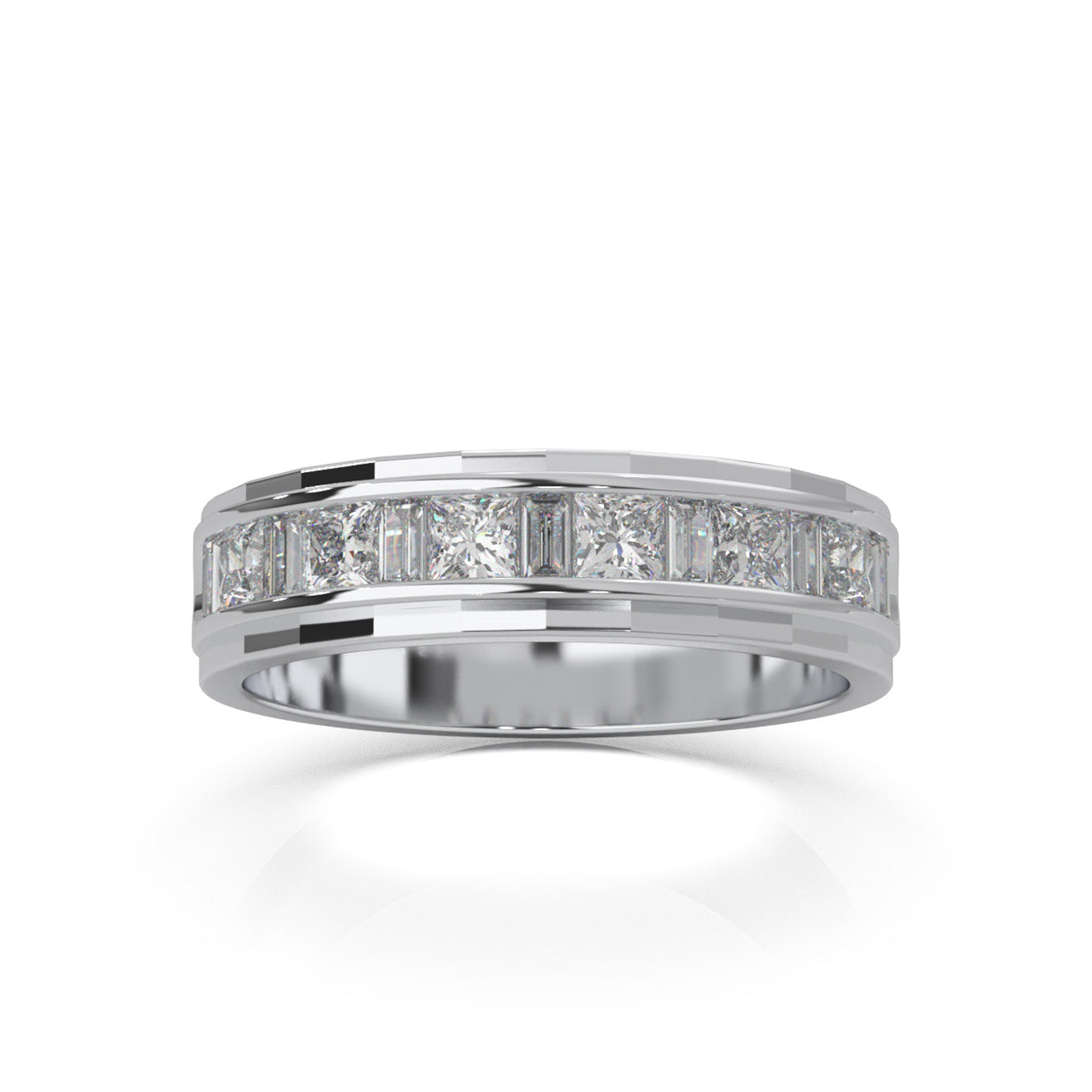 0.80 ct Moissanite Wedding Bands in 10k White Gold