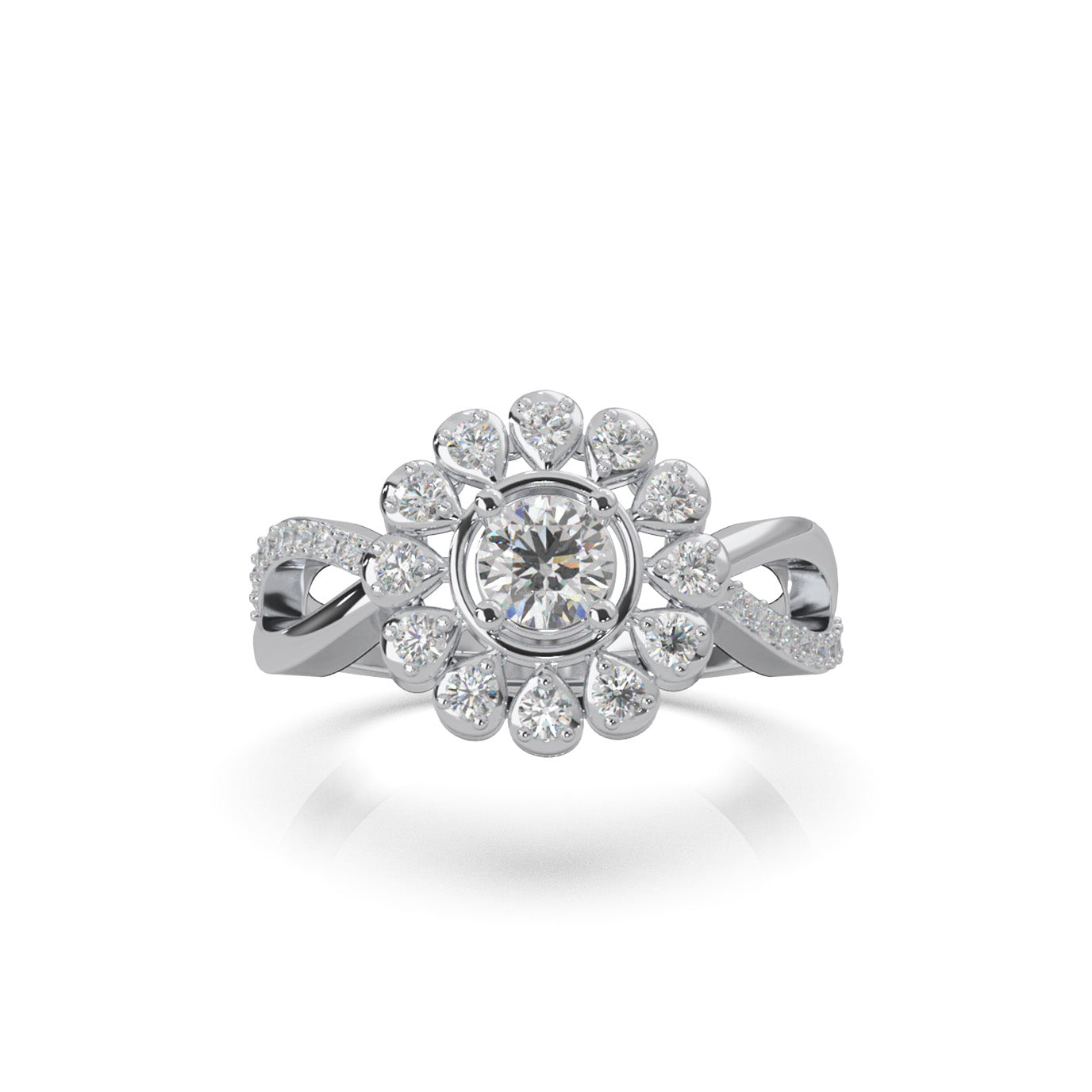 0.85 ct Natural Diamond Fancy Rings in 14k White Gold